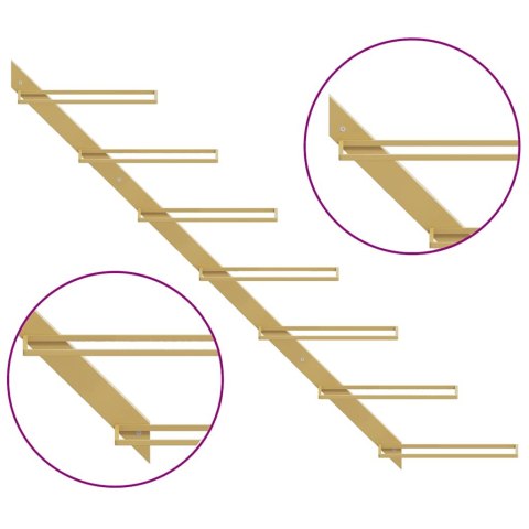 ŚCIENNY UCHWYT NA 7 BUTELEK WINA ZŁOTY METALOWY