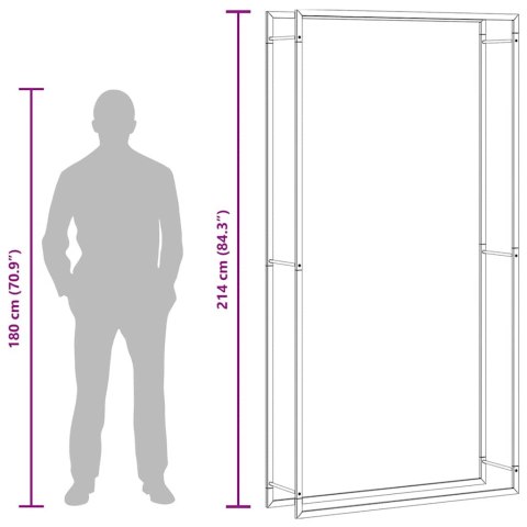 STOJAK NA DREWNO MATOWY CZARNY 110X28X214CM STALOWY