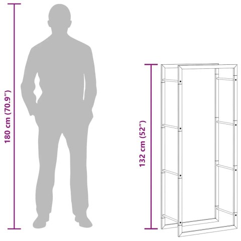 STOJAK NA DREWNO OPAŁOWE 50X28X132CM STAL NIERDZEWNA