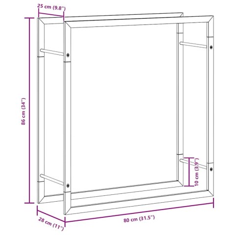 STOJAK NA DREWNO OPAŁOWE 80X28X86CM STAL NIERDZEWNA