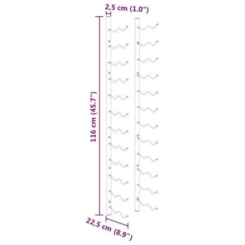 UCHWYT ŚCIENNY NA 24 BUTELKI WINA ZŁOTY ŻELAZNY