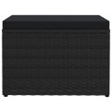 VidaXL Podnóżek ogrodowy z poduszką, czarny, rattan PE