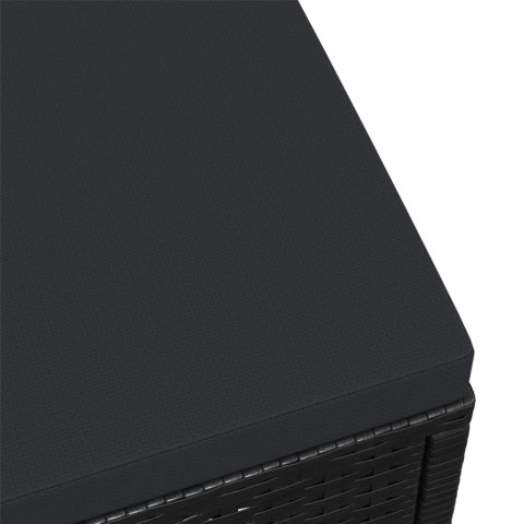 VidaXL Podnóżek ogrodowy z poduszką, czarny, rattan PE