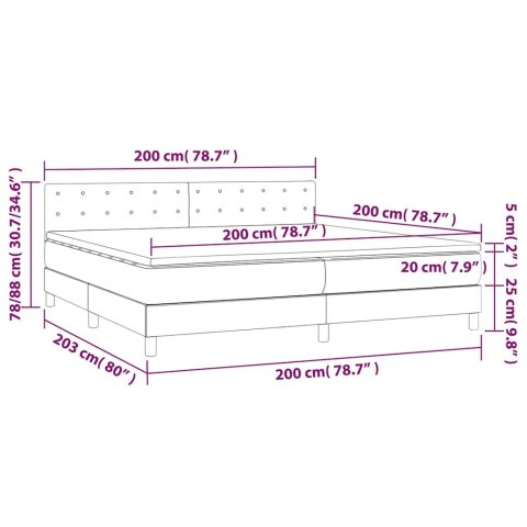 ŁÓŻKO KONTYNENTALNE Z MATERACEM I LED ZIELONY AKSAMIT 200X200CM