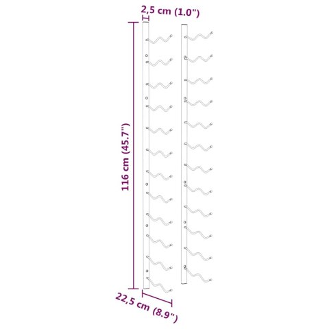 UCHWYTY ŚCIENNE NA 24 BUTELKI WINA 2 SZT ZŁOTE ŻELAZNE