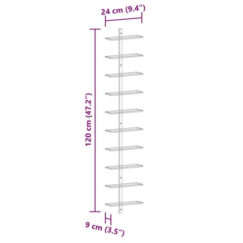 ŚCIENNE UCHWYTY NA 20 BUTELEK WINA 2 SZT. CZARNE METALOWE