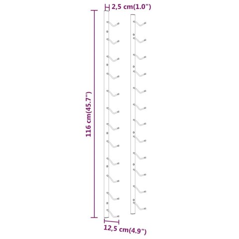 UCHWYTY ŚCIENNE NA 12 BUTELEK WINA 2 SZT ZŁOTE ŻELAZNE