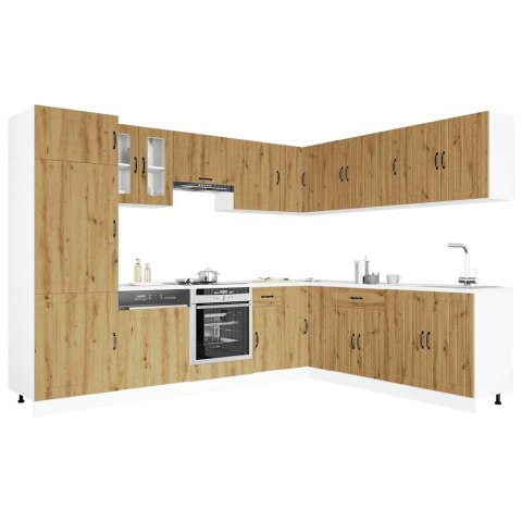 VidaXL Zestaw szafek kuchennych Lucca, 14-częściowy, dąb artisan