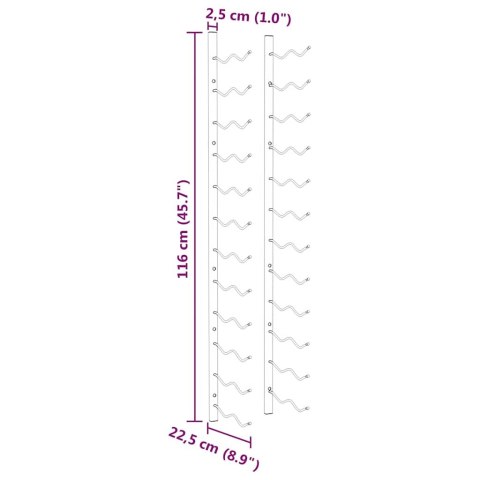 UCHWYTY ŚCIENNE NA 24 BUTELKI WINA 2 SZT ZŁOTE ŻELAZNE