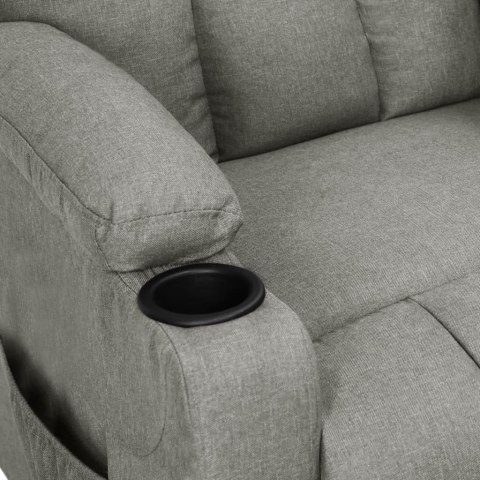 FOTEL ROZKŁADANY JASNOSZARY TAPICEROWANY TKANINĄ