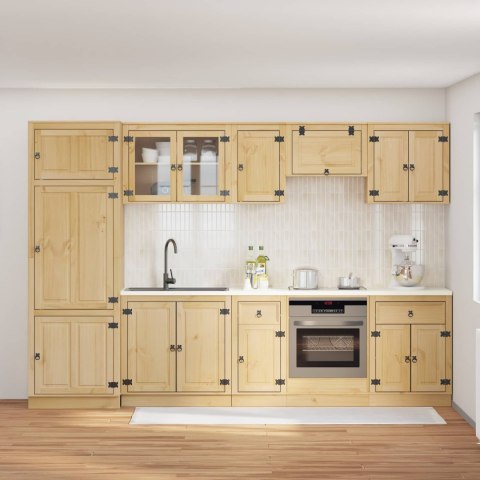 SZAFKOWY Z SZUFLADĄ Z PÓŁKĄ 9 PCS MIÓD LITE DREWNO SOSNOWE