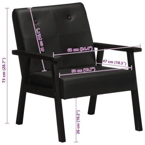 VidaXL Fotel, czarny, skóra naturalna
