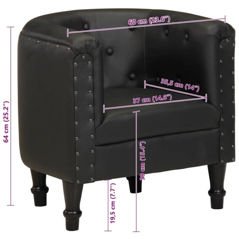 VidaXL Fotel, czarny, skóra naturalna
