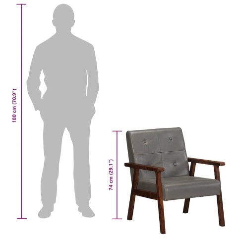 VidaXL Fotel, szary, skóra naturalna
