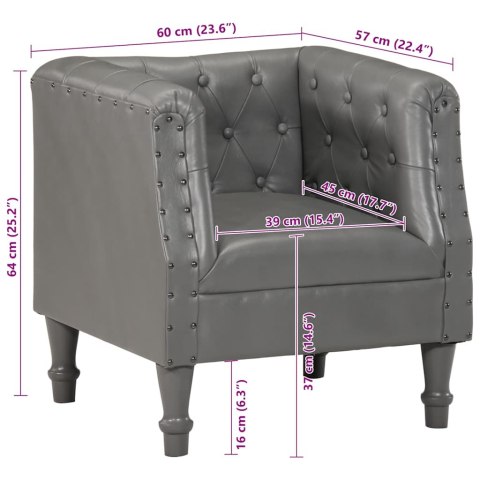 VidaXL Fotel, szary, skóra naturalna