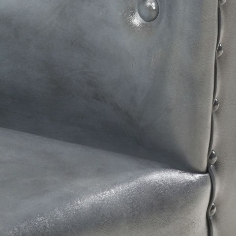 VidaXL Fotel klubowy, szary, prawdziwa skóra