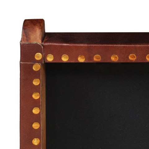 KRZESŁO SKŁADANE BRĄZOWE SKÓRA NATURALNA