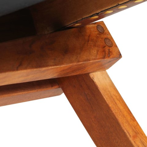 KRZESŁO SKŁADANE BRĄZOWE SKÓRA NATURALNA