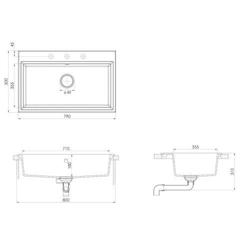 VidaXL Zlew kuchenny Biały 79 x 50 x 31 cm Granit