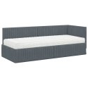 VidaXL Rama Łóżka Narożnego z Materacem 2 pcs Szary Aksamit