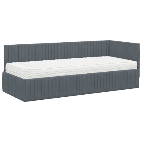 VidaXL Rama Łóżka Narożnego z Materacem 2 pcs Szary Aksamit