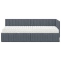 VidaXL Rama Łóżka Narożnego z Materacem 2 pcs Szary Aksamit