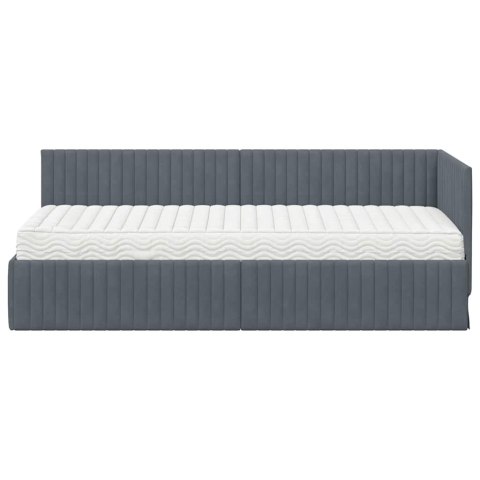 VidaXL Rama Łóżka Narożnego z Materacem 2 pcs Szary Aksamit