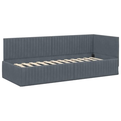 VidaXL Rama Łóżka Narożnego z Materacem 2 pcs Szary Aksamit