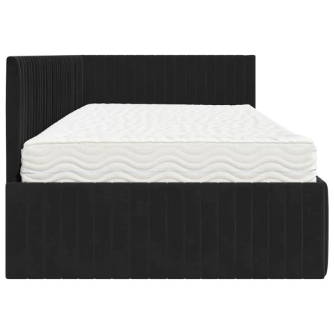 VidaXL Rama Łóżka Narożnego z Materacem 2 pcs Czarny Aksamit