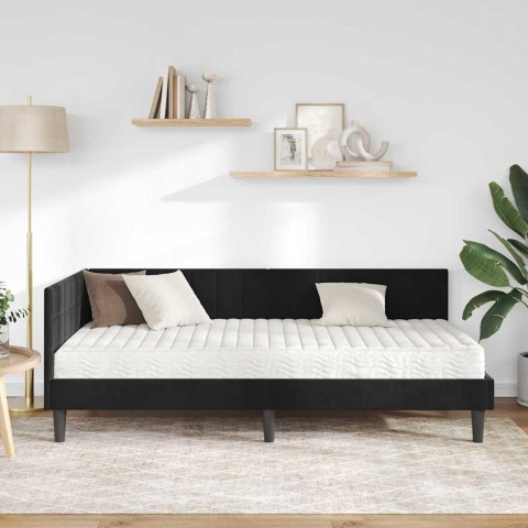 VidaXL Rama Łóżka Narożnego z Materacem 2 pcs Czarny Aksamit