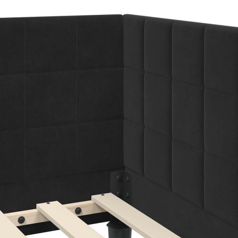 VidaXL Rama Łóżka Narożnego z Materacem 2 pcs Czarny Aksamit