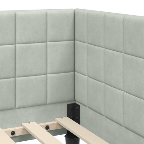 RAMA ŁÓŻKA NAROŻNEGO Z MATERACEM 2 PCS JASNOSZARY AKSAMIT