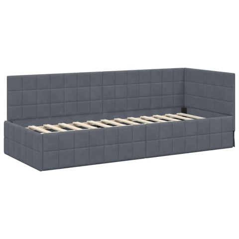 RAMA ŁÓŻKA NAROŻNEGO Z MATERACEM 2 PCS SZARY AKSAMIT
