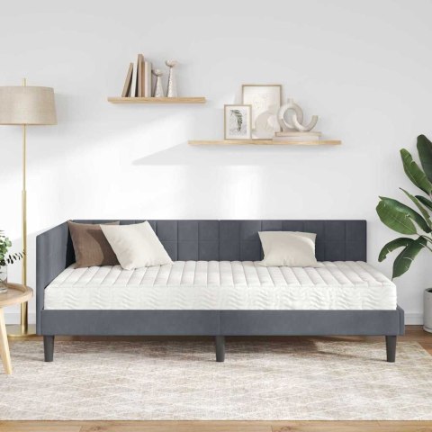 RAMA ŁÓŻKA NAROŻNEGO Z MATERACEM 2 PCS SZARY AKSAMIT