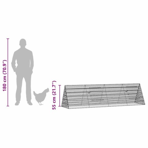 VidaXL Klatka dla kur Srebrny 215 x 55 x 55 cm Stal Galwanizowana