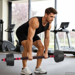 VidaXL Zestaw hantli 4 w 1 Czarny i czerwony 121 x 19,5 x 19,5 cm