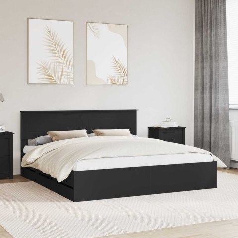 VidaXL Ramka łóżka z szufladą Czarny 180 x 200 cm Drewno inżynieryjne
