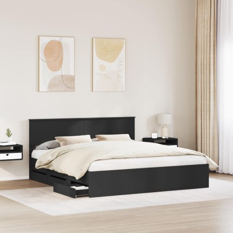VidaXL Ramka łóżka z szufladą Czarny 180 x 200 cm Drewno inżynieryjne