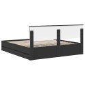 VidaXL Ramka łóżka z szufladą Czarny 180 x 200 cm Drewno inżynieryjne