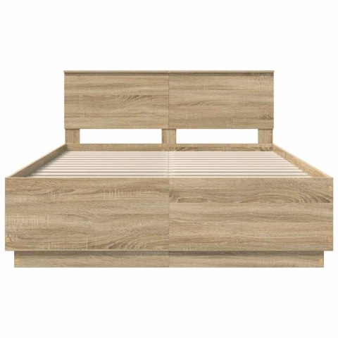 VidaXL Ramka łóżka Dąb Sonoma 140 x 200 cm Materiał drewnopochodny