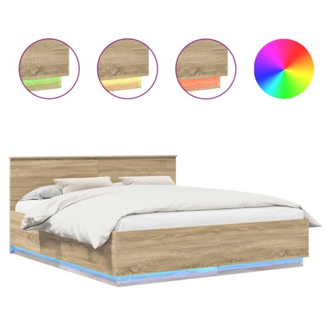 VidaXL Ramka łóżka Dąb Sonoma 200 x 200 cm Materiał drewnopochodny