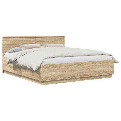 VidaXL Ramka łóżka Dąb Sonoma 200 x 200 cm Materiał drewnopochodny