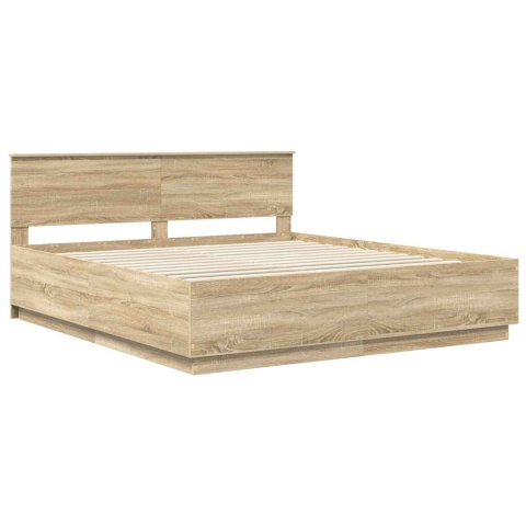 VidaXL Ramka łóżka Dąb Sonoma 200 x 200 cm Materiał drewnopochodny