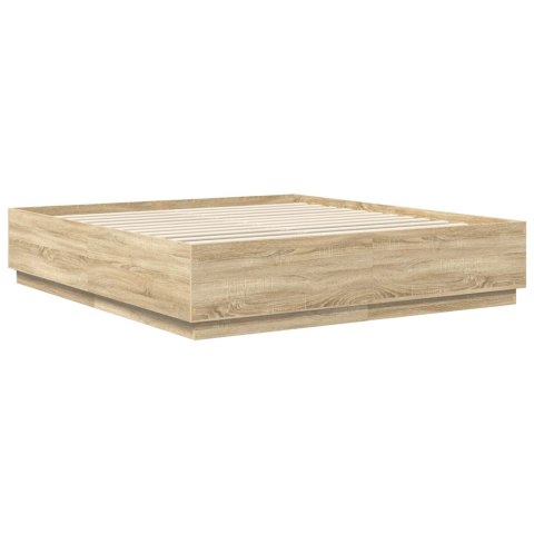 VidaXL Ramka łóżka Dąb Sonoma 200 x 200 cm Materiał drewnopochodny