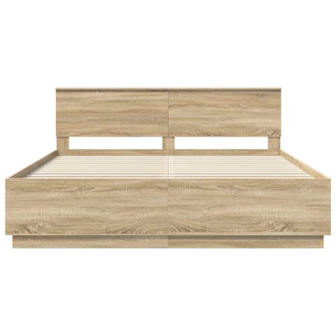 VidaXL Ramka łóżka Dąb Sonoma 200 x 200 cm Materiał drewnopochodny
