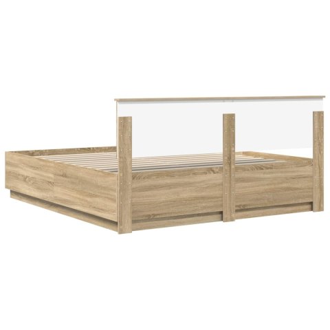 VidaXL Ramka łóżka Dąb Sonoma 200 x 200 cm Materiał drewnopochodny