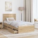 VidaXL Ramka łóżka Dąb Sonoma 75 x 190 cm Drewno inżynieryjne