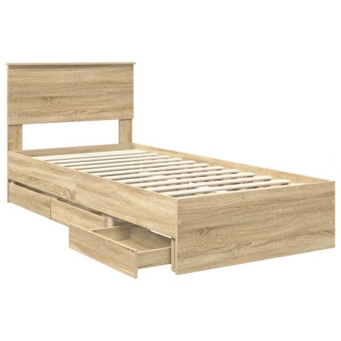 VidaXL Ramka łóżka Dąb Sonoma 75 x 190 cm Drewno inżynieryjne