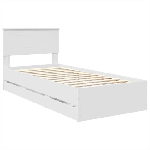 VidaXL Ramka łóżka z szufladą Biały 90 x 200 cm Drewno inżynieryjne