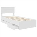 VidaXL Ramka łóżka z szufladą Biały 90 x 200 cm Drewno inżynieryjne